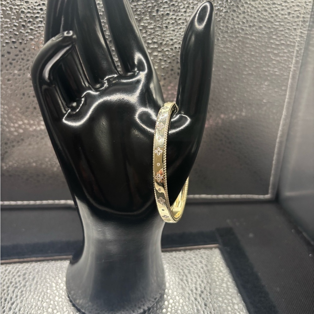 Elegant Gold & Rhinestones Bangle & Cz